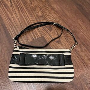 NWOT Kate Spade Alice Court Celina Striped Woven Canvas Patented Leather Trim